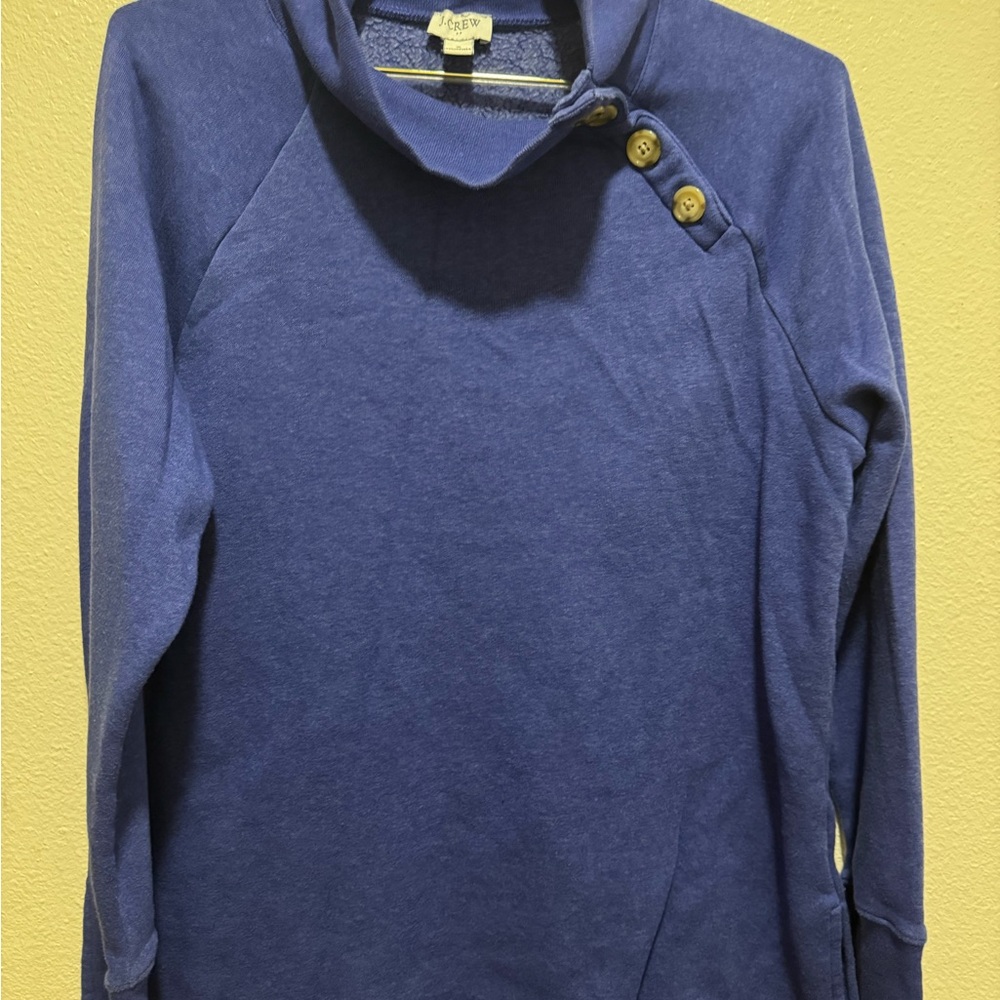 J. Crew Blue Cowl Neck Sweater with Button Accents